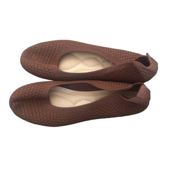 SHEIN Brown Textured Flats - Picture 1 of 8